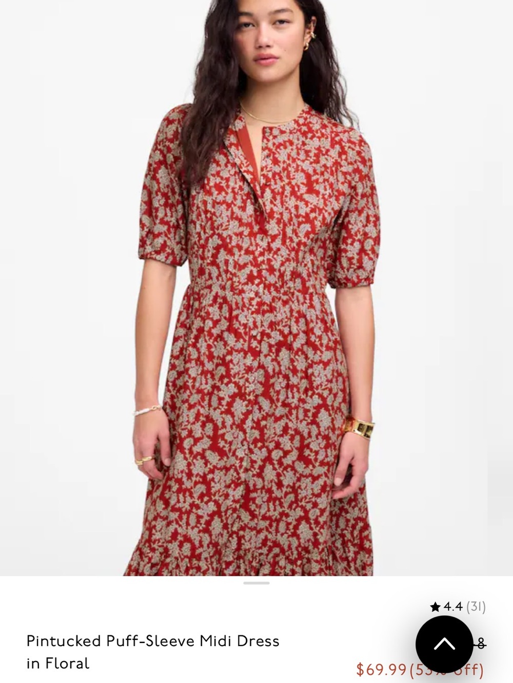 Madewell Floral Pintuck Midi Dress